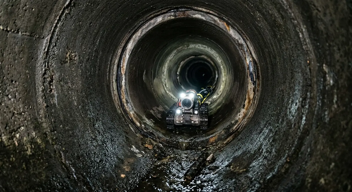Robotic sewer camera inspecting pipe interior for Drain Snake Service in Goffstown
